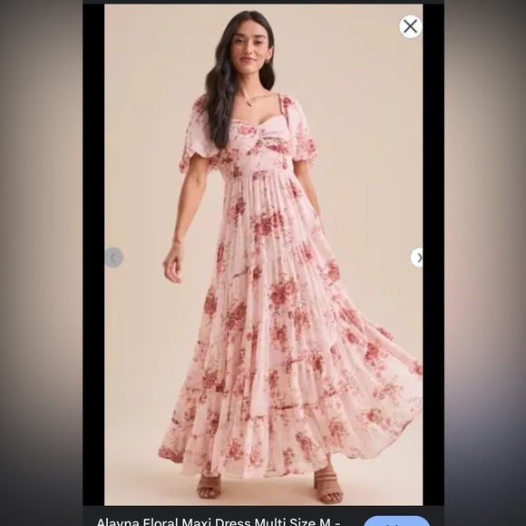 Altar'd State Cream and Red Floral Maxi Dress - Picture 1 of 5